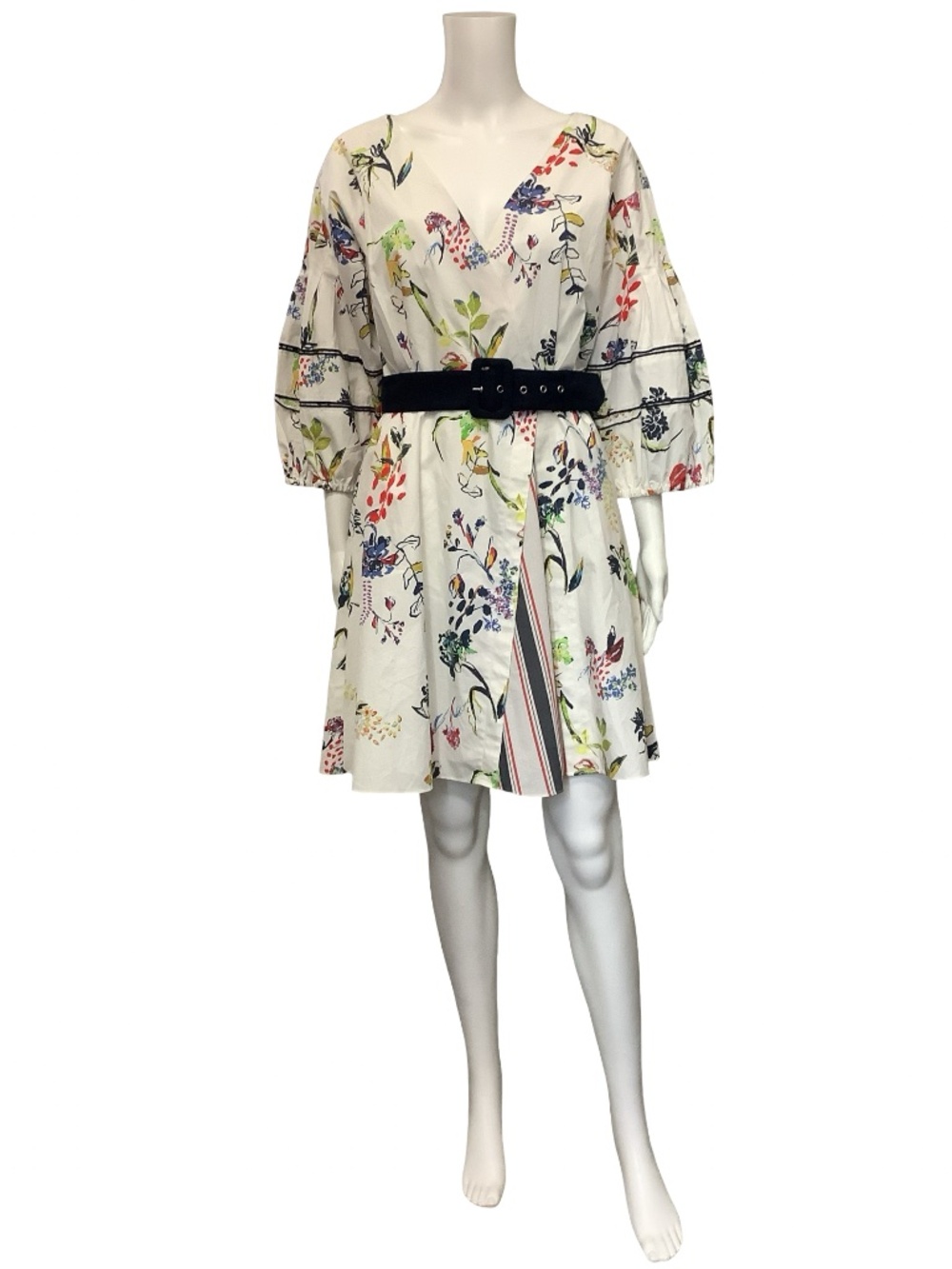 Tanya Taylor Floral Print V Neck Mini Dress Size: M/ US 6